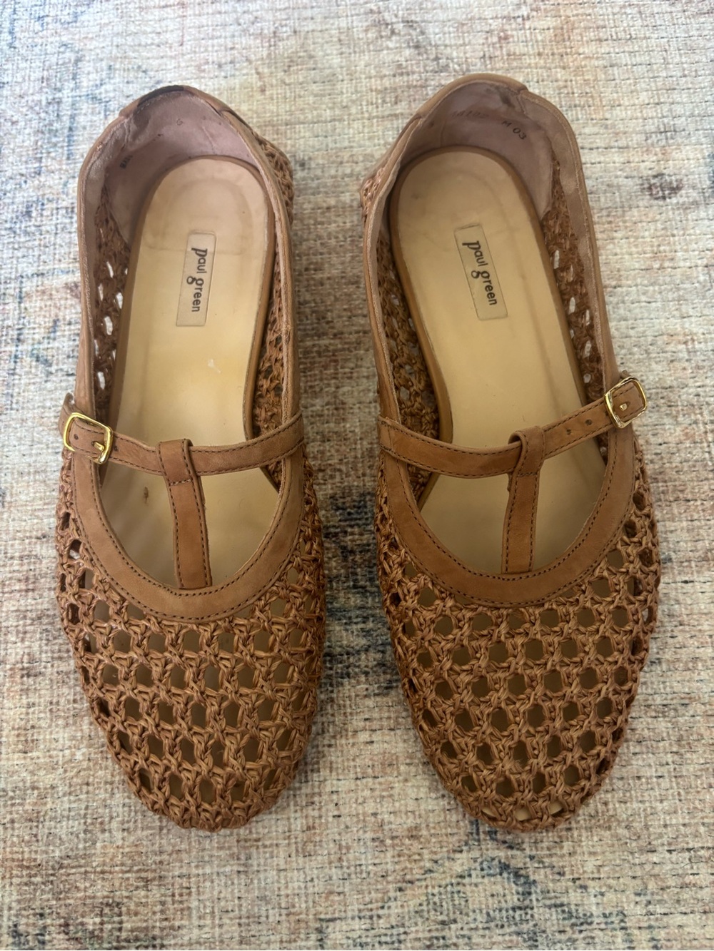 Paul Green Woven T-Strap Flats in Tan - Picture 11 of 16